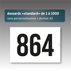 Dossards A5 numérotés de 1 à 1000 sans personnalisation | Impression noire