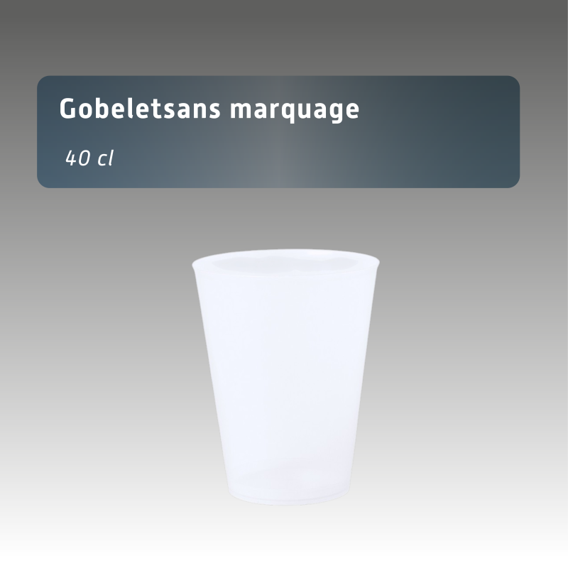 Gobelet Réutilisable 40 cl en Polyéthylène - Déstockage Sans Marquage, Stock Limité 2500 pcs