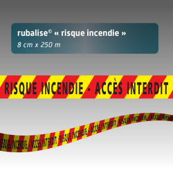rubalise plastique « Risque incendie - Accès interdit » 50 mm x 250 m - 35 microns