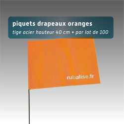 Piquet drapeau de signalisation 40 cm tige acier - lot de 100