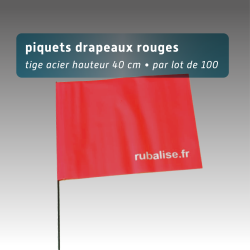 Piquet drapeau de signalisation 40 cm tige acier - lot de 100