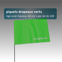 Piquet drapeau de signalisation 40 cm tige acier - lot de 100