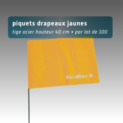 Piquet drapeau de signalisation 40 cm tige acier - lot de 100