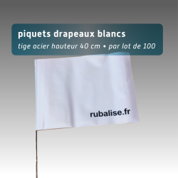 Piquet drapeau de signalisation 40 cm tige acier - lot de 100