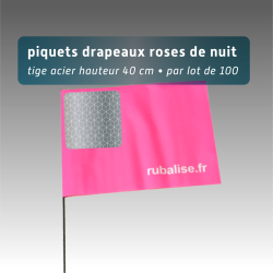 Piquet drapeau de signalisation 40 cm tige acier - lot de 100 - pastille réfléchissante