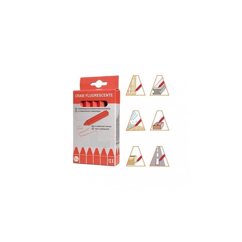 Bâton de craie écologique fluo ROUGE - lot de 12 Bâton de craie écologique fluo ROUGE - lot de 12