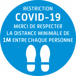 Sticker "Covid-19" merci de respecter la distance minimale d'un mètre entre chaque personne -30cm*30cm