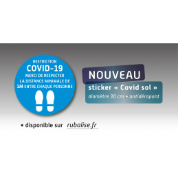 Sticker "Covid-19" merci de respecter la distance minimale d'un mètre entre chaque personne lot de 10