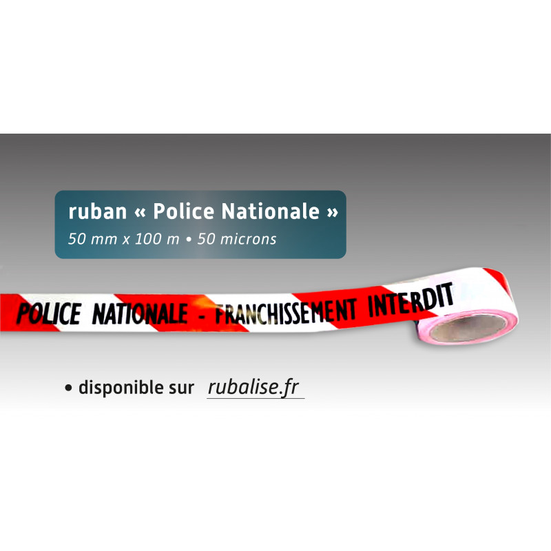 Rubalise plastique rouge/blanc signalisation police nationale  franchissement interdit 50mm*100m