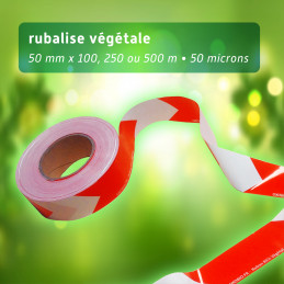 Rubalise de signalisation végétal rouge et blanc 50mm*250m - Rubalise