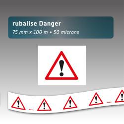 Rubalise plastique danger triangle rouge 75mm*100m