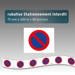 Rubalise plastique logo STATIONNEMENT INTERDIT  - 75mm*100m