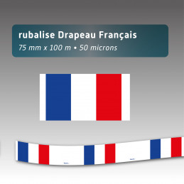 Rubalise plastique drapeau Français - 75mm*100m