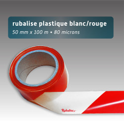 Rubalise chantier de signalisation blanc rouge ultra résistant - 50mm*100m - Rubalise