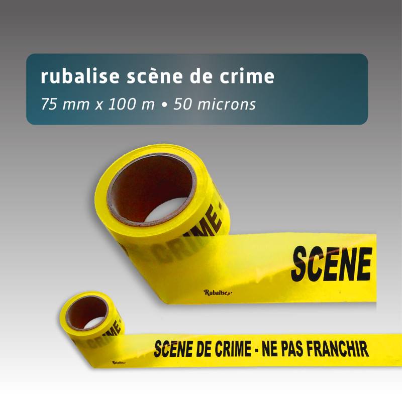 Rubalise Plastique « Scène de crime » 7,5 cm x 100 m – Ruban de signalisation jaune résistant
