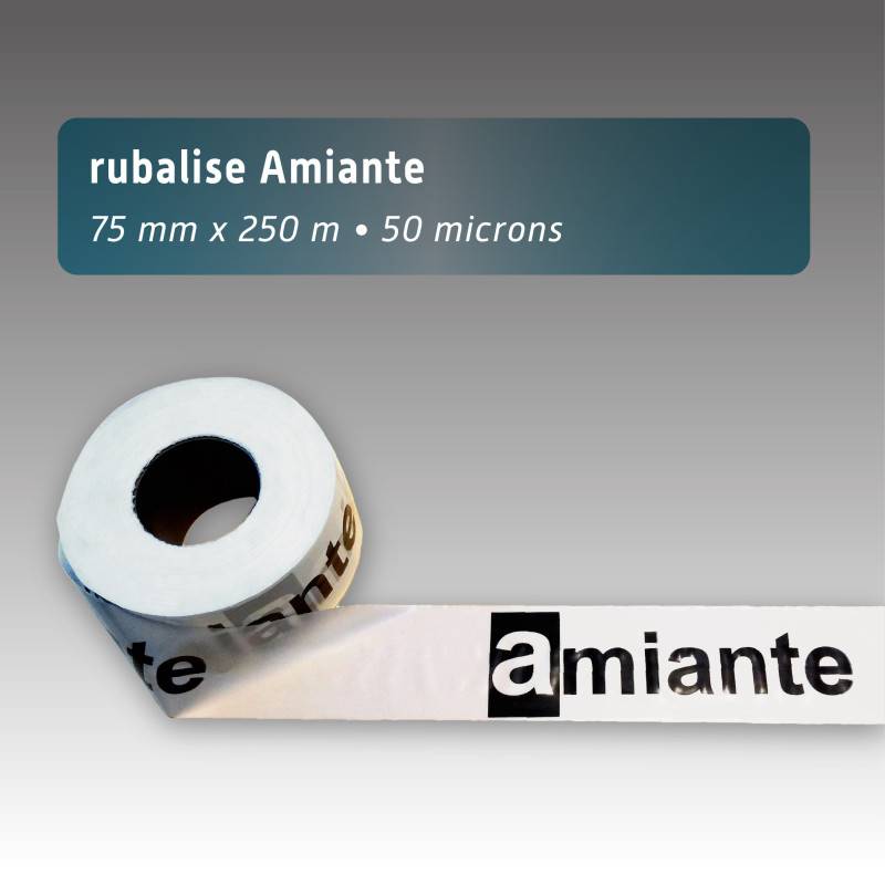 Rubalise plastique blanche  amiante 75mm*250m