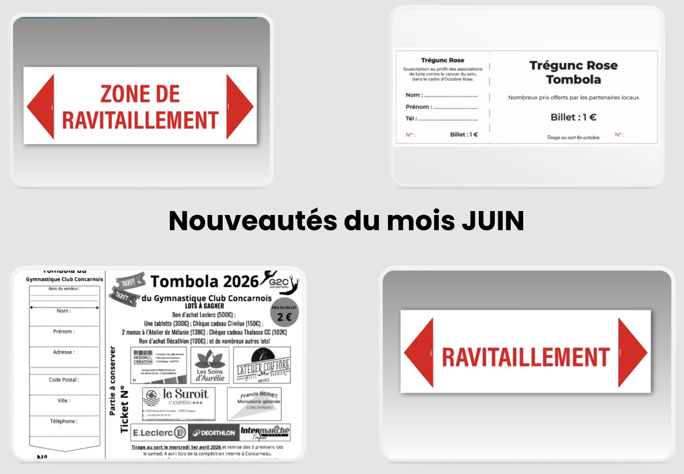 Nouveautés événementielles : signalétique ravitaillement, tickets personnalisés et tombolas